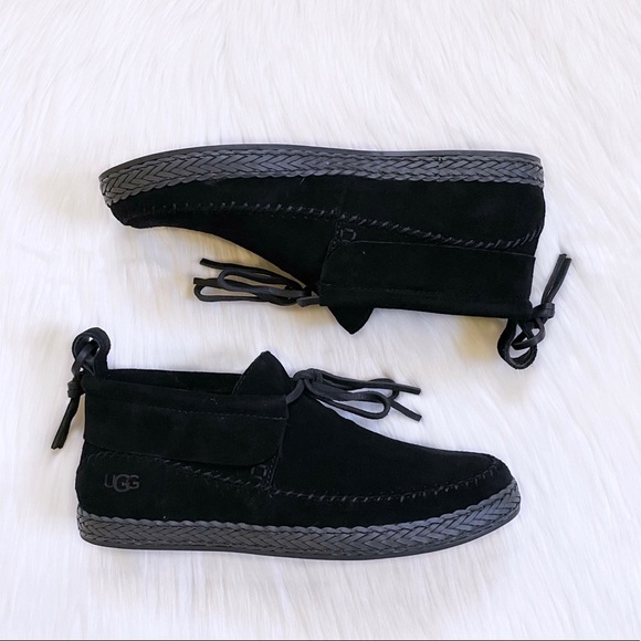 UGG Women’s Woodlyn Moc Ankle Boots In Black Suede - Picture 5 of 8